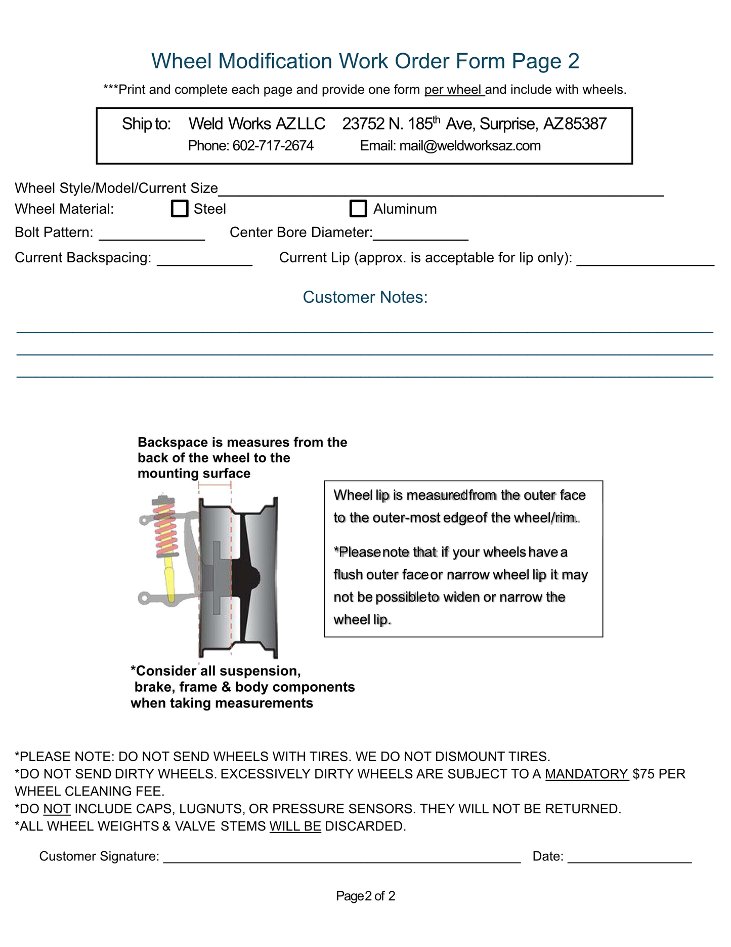Wheel Modification Form